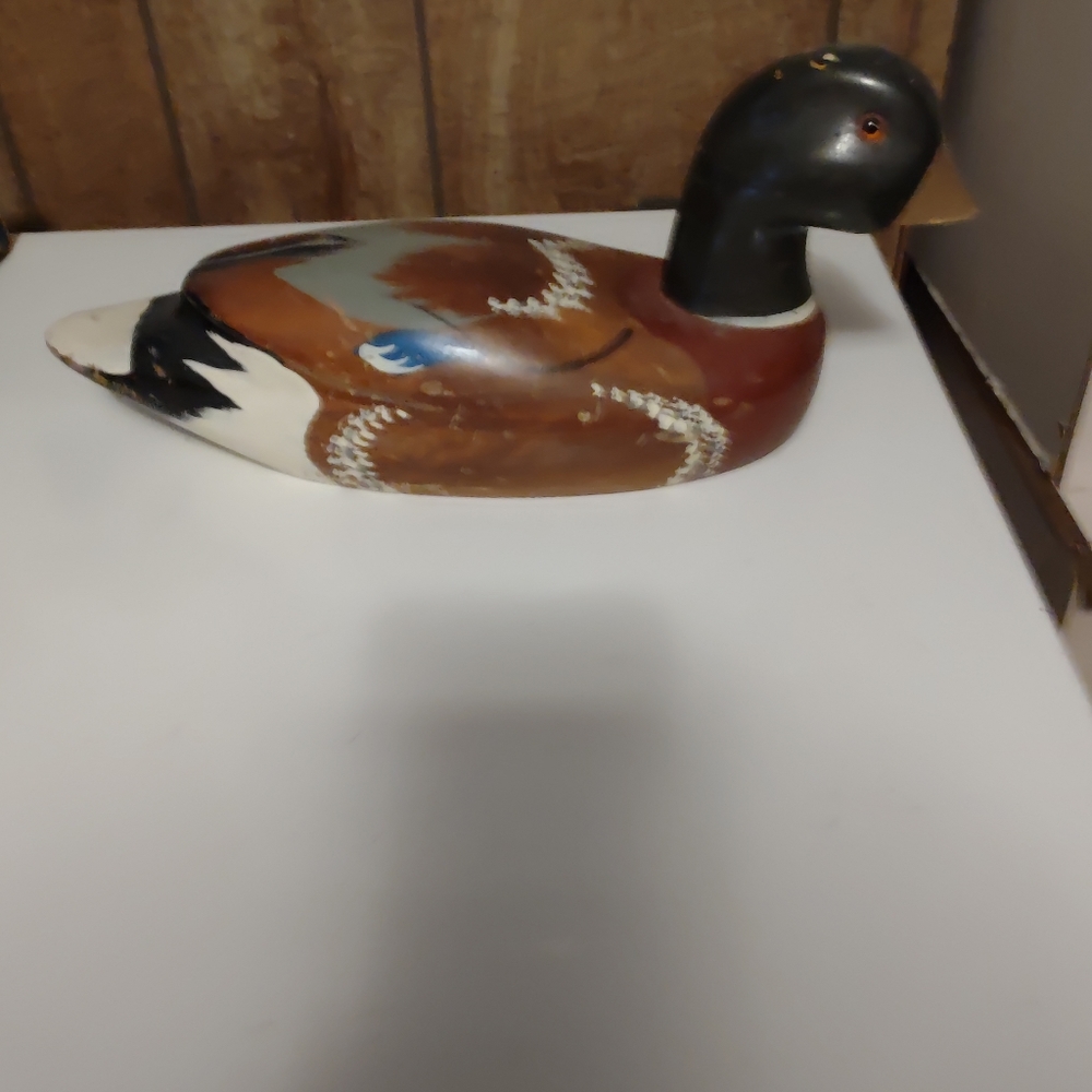 VINTAGE FETCO 1984 WOODEN DUCK. LENGTH 14", WIDTH 4"